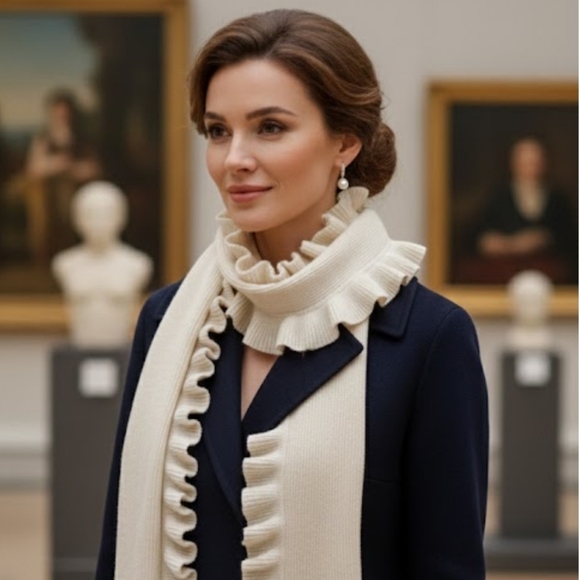 NEW! Bloomingdale's Cream Cashmere Wool Scarf NWT - Picture 2 of 7